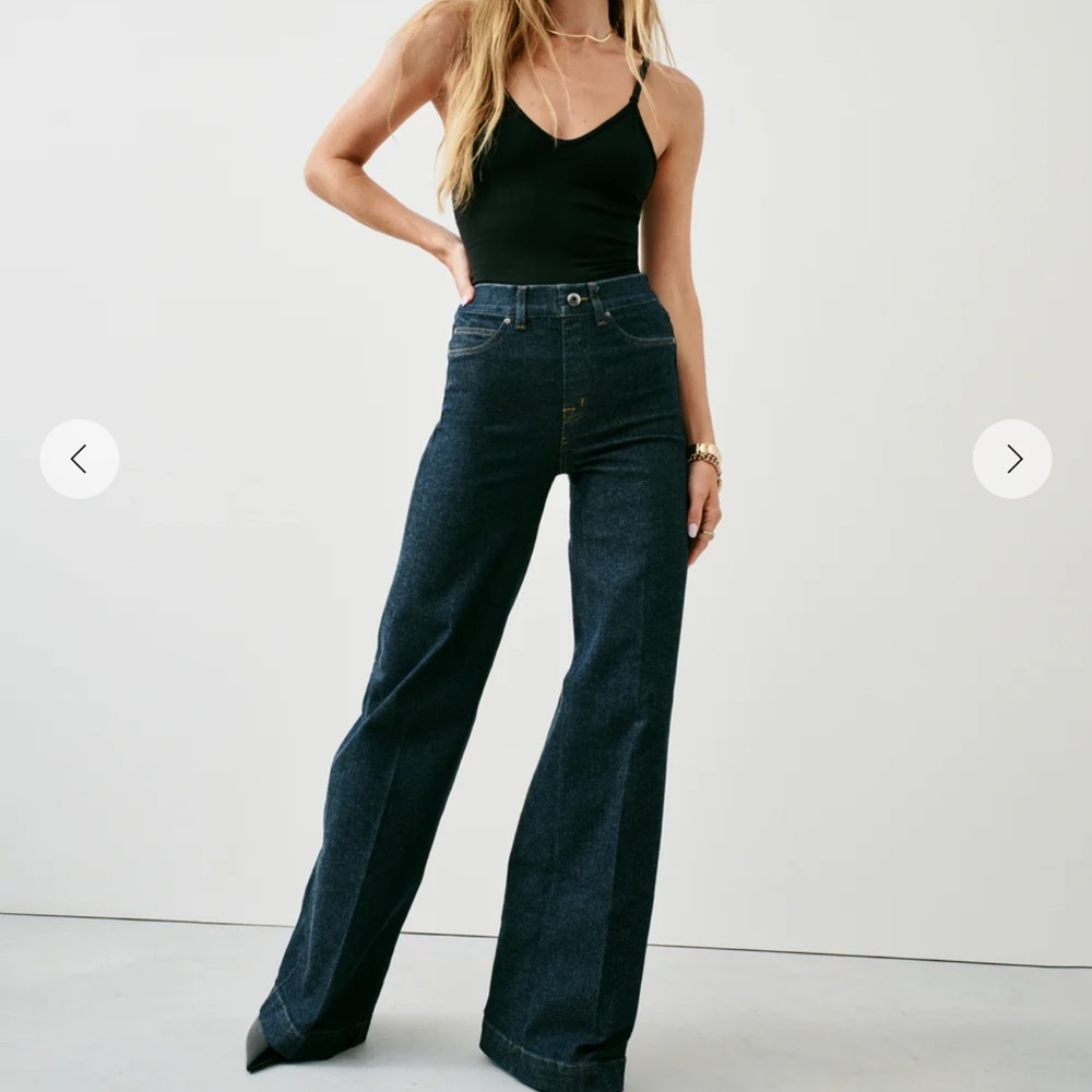 SPANX Raw Indigo Wide Leg Jeans Size XL